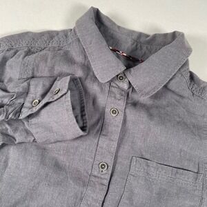 Prana Aster Tunic Shirt Hemp Roll-Up Sleeve Gray Button‎ Down Pocket Womens M